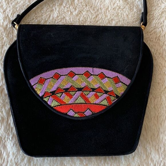 Vintage J.Renee 80s black suede purse - Picture 5 of 16